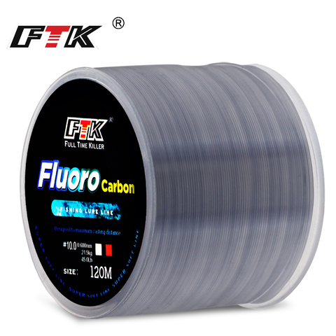 FTK Fishing Line 120M 4.13-34.32LB 0.14-0.5mm 1.88-15.6kg Carbon Fiber Coating Leader Lure Wearable Fluorocarbon Line ► Photo 1/6