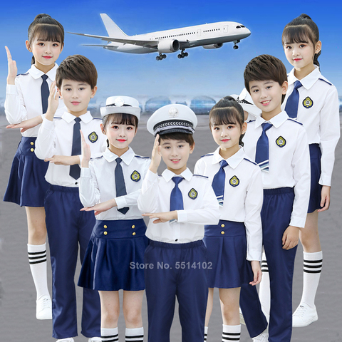 Boys Girls Students School Uniform Japanese Sailor Suit Kids Pilot Cosplay Costume Chorus Performance Clothing Set Outfits ► Photo 1/6