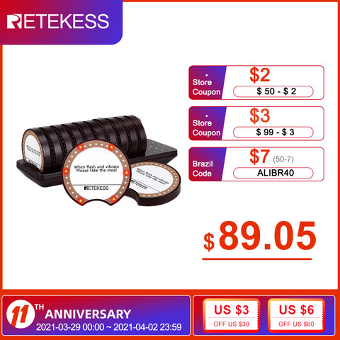 Retekess TD162 Pager Restaurant Wireless Calling System With 10 Buzzers For Restaurant Clinic Coffee Shop Paging System ► Photo 1/6