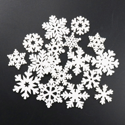 20Pcs Wooden Christmas Snowflake Natural Scrapbooking Craft For Embellishments Handmade DIY Handicraft Decoration 25-35mm MZ366 ► Photo 1/5