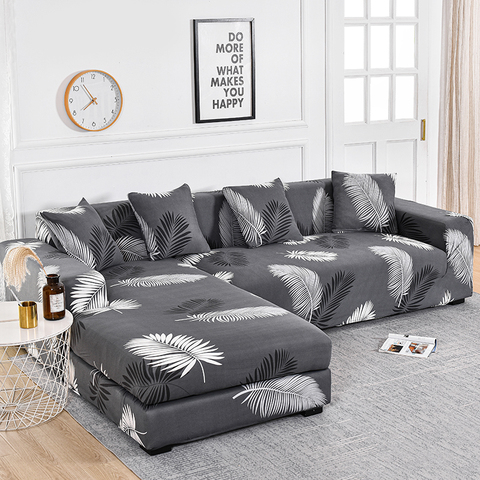 Square Printed L-shape Chaise Longue Sofa Covers for Living Room Sofa Protector Anti-dust Elastic Stretch Covers for Corner Sofa ► Photo 1/6