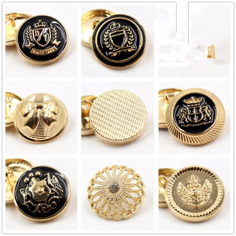 10 pcs,gold color metal button,World famous classic brand buttons, garment accessories DIY materials,Black point oil button ► Photo 1/1