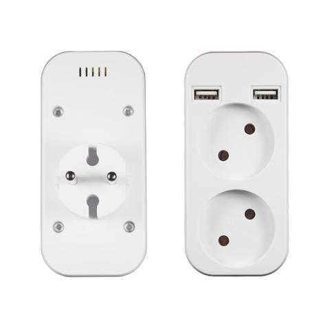 European standard 2USB port socket, 5V 2A output, German French wall-mounted one-to-two socket ► Photo 1/4