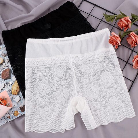 Fashion Seamless Summer Shorts Breathable Anti-exposure Sexy Hollow Out Lace Flower Breathable Shorts For Women Girls ► Photo 1/6