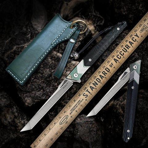 TURENZ-M390 Steel Folding Pocket Knife with Sheath for Belt Titanium Alloy Handle Flipper Knives Tanto Knives EDC Camping Knife ► Photo 1/6