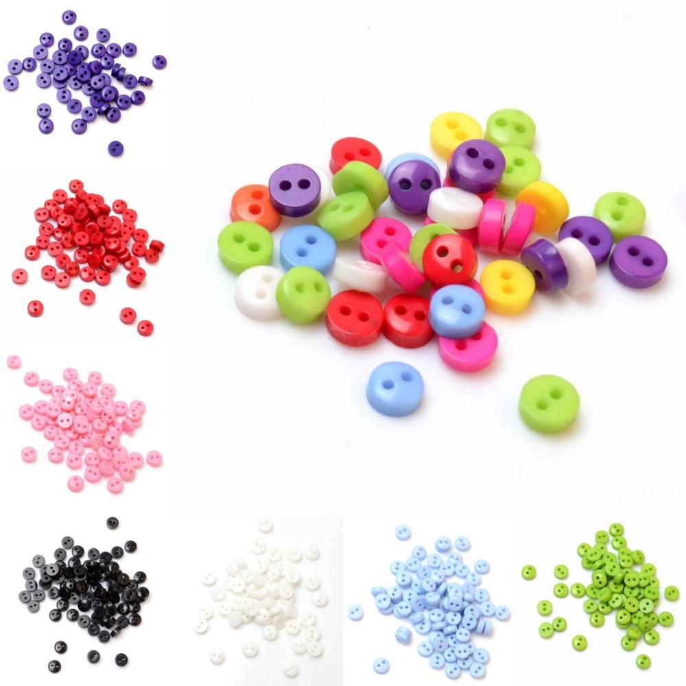 100pcs Mixed Color 7mm Holes Plastic Small Buttons Doll Clothing  Accessories Clothing Sewing Supplies Random Color