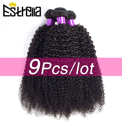 Brazilian Kinky Curly Human Hair Bundles 9Pcs/Lot Remy Human Hair Weave Bundles 8-26 Inch Natural Color Hair Extensions Estrella ► Photo 1/6