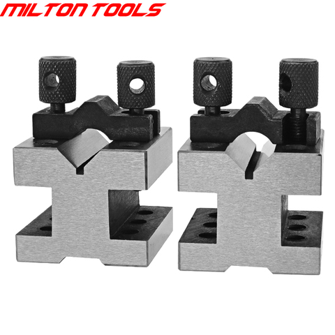 2pcs V-Block Ground Pair with Clamp Set Precision Matched Pair Precise 35x35x30mm 90°Machinist Multi-use Gauge Gage Tool ► Photo 1/6