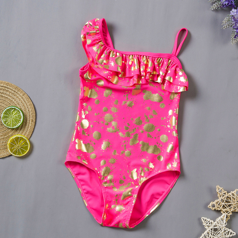 2-14 Years Girls Swimsuit  2022 New One Piece Swimwear Flamingo Ruffle Style Children's Swimwear Unicorn One Piece Swimsuit ► Photo 1/6