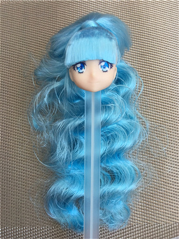 Long Hair Anime Licca Doll Head Bald Cute Toy Head Blue Yellow Eyes Doll Head Girl DIY Dressing Toys ► Photo 1/6