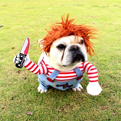 Pet Dog Halloween Clothes Dogs Holding a Knife Halloween Christmas Costume Novelty Funny Pet Cat Party Cosplay Apparel Clothing ► Photo 1/6