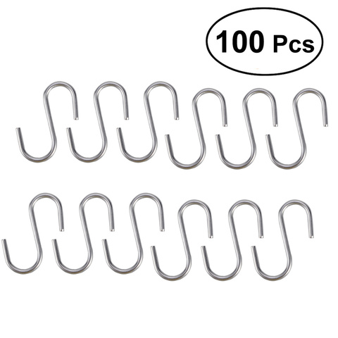 10/100 Pcs Heavy Duty Stainless Steel S Shaped Hooks Kitchen Spoon Pan Pot Hangers Clasp Over The Door Closet Clothes Rack ► Photo 1/6