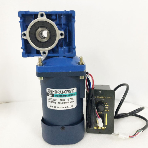 90W RV30 Worm Gear Motor (motor+controller) Speed Adjustable CW CCW 220VAC Turbine Reducer Motor Self-locking NMRV30 AC Motor ► Photo 1/4