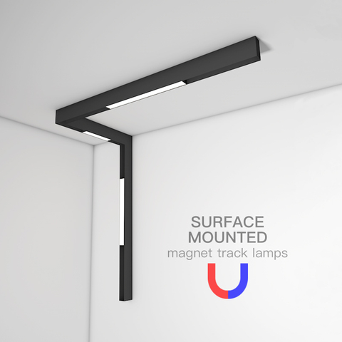 SCON Ceiling Surface Mounted Black Continuous Magnetic track light system linear Flush-in Fixture Channel led spotlight Rails ► Photo 1/6