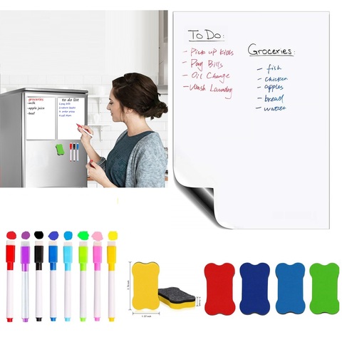 Soft Fridge Magnet Sticker Message Board Magnetic Whiteboard Notepad White Board Marker Eraser Writing Pad Recording Memo Sheet ► Photo 1/6