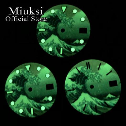 Miuksi 28.5mm watch dial super green luminous dial fit NH35 movement ► Photo 1/6