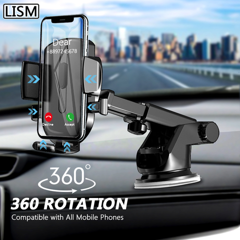 LISM Sucker Car Phone Holder Mobile Phone Holder Stand in Car No Magnetic GPS Mount Support For iPhone 12 11 Pro Xiaomi HUAWEI ► Photo 1/6