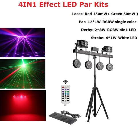 New Light Stand LED 4 Par Combined Effect Light Stage Lighting Derby Strobe Wash Laser Light Effect Party Lighting For Bar Disco ► Photo 1/6