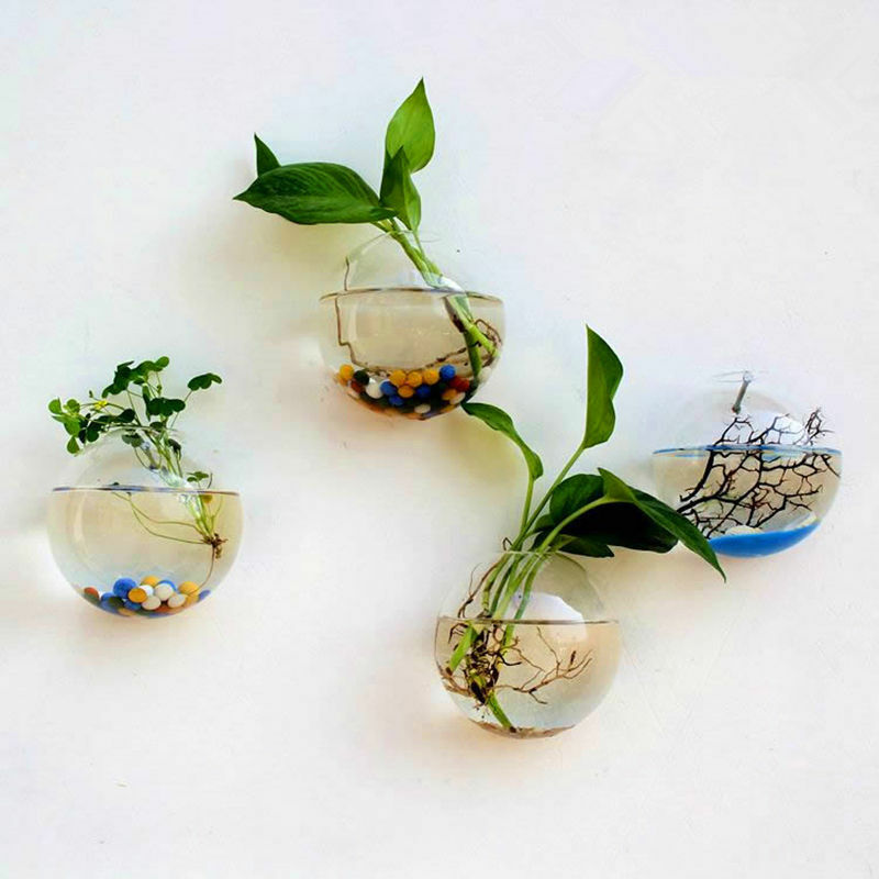 Hanging Clear Glass Ball Vase Flower Plant Pot Terrarium Container Decoration 
