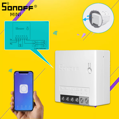 SONOFF Basic/MINI Two Way Wifi Smart Switch Small APP/LAN/Voice/Remote Control DIY Support one External Switch Google Home Alexa ► Photo 1/6