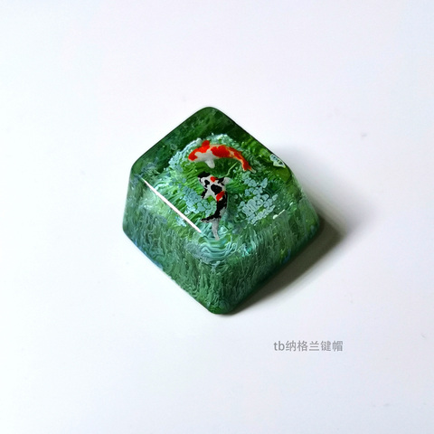 1 pc New pattern OEM R4 height handmade Koi fish personality landscape custom resin key cap for MX switch mechanical keyboard ► Photo 1/6