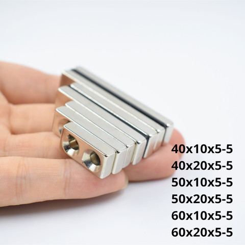 1/2pcs Neodymium magnet with hole  rectangle strong rare earth NdFeB permanent BLock magnetic Rectangle ► Photo 1/6