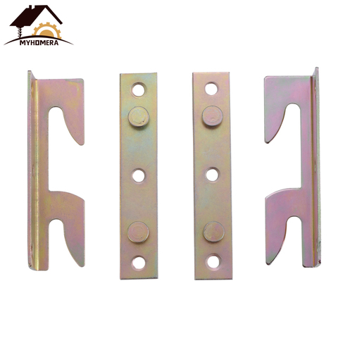 8Pcs /4 Sets Metal Bed Bracket Bed Frame Connecting Furniture Rail Hook Brackets Hinge Fitting Connector Lock Home Hardware Tool ► Photo 1/6