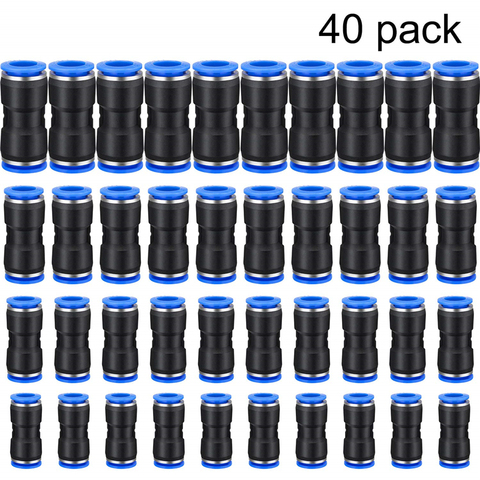 40pcs Pneumatic Fittings Straight Push Plastic Connector 6/8/10/12mm Trachea Connector Set PU & Plastic Air water Hose Tube Gas ► Photo 1/6