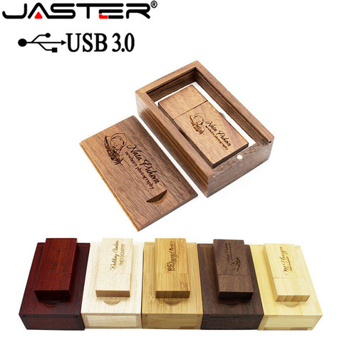 JASTER USB 3.0 Wooden usb+wood BOX usb flash drive pendrive 4GB 8GB 16GB 32GB 64GB wedding Photography gift free custom logo ► Photo 1/6