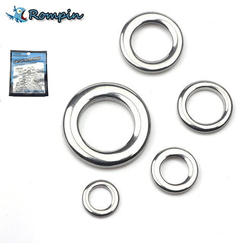 50pcs Heavy Duty Fishing solid Stainless Steel Snap Split Rings Seamless 304 polishing Sea Fishing pesca Lures Tackle Connector ► Photo 1/6