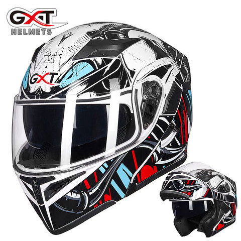 GXT Flip Up helmet Motorcycle Helmet motos casco capacete Modular helmets With Inner Sun Visor safety double lens racing helmets ► Photo 1/1