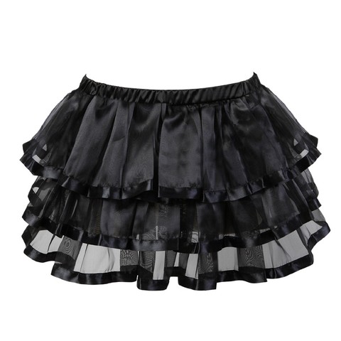 Women Multilayer Sexy Striped Mini Pleated Skirt Showgirl Party Mesh Tulle Dance Tutu Skirts Match Corset Skirt Plus Size S-6XL ► Photo 1/6