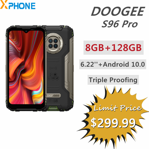 DOOGEE S96 Pro Rugged Phone 48MP Round Quad Camera 8GB 128GB 6350mAh 6.22 inch Android 10.0 Helio G90 Octa Core 4G Network ► Photo 1/6