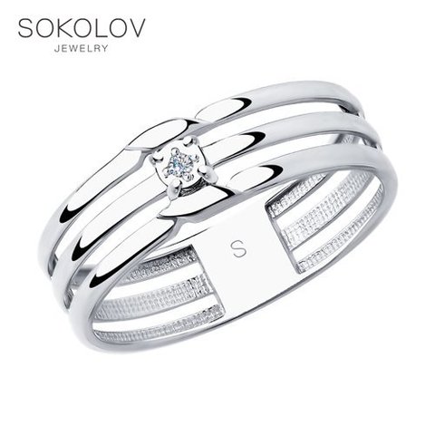 SOKOLOV ring made of silver with a diamond, fashion jewelry, 925, women's/men's, male/female, women's male ► Photo 1/2