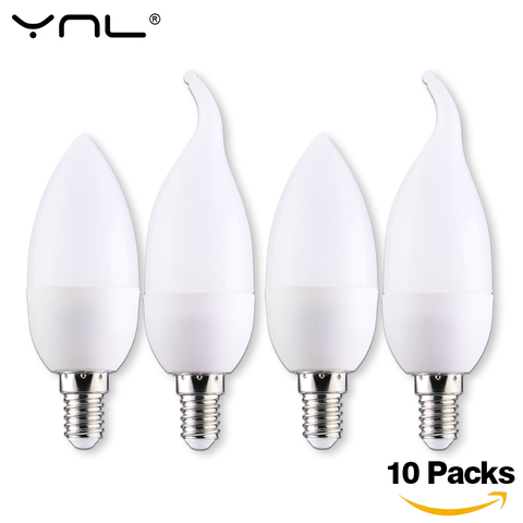 10pcs  E14 LED Candle Bulb 3W Lampada LED Lamp Indoor Light AC 220V 230V 240V LED Chandelier Warm Cold White For Home Decoration ► Photo 1/6