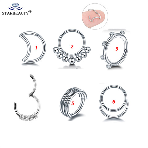 1PC Steel Hinged Segment Nose Ring 16G Titanium Nipple Clicker Ear Cartilage Tragus Helix Lip Piercing Unisex Fashion Jewelry16g ► Photo 1/6