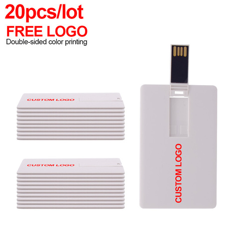 20Pcs/Lot Free Custom Logo usb flash Credit Card Usb Flash Drive 4GB 8GB Pen Drive 16GB Memory Stick U Disk 32GB 64GB Pendrive ► Photo 1/6