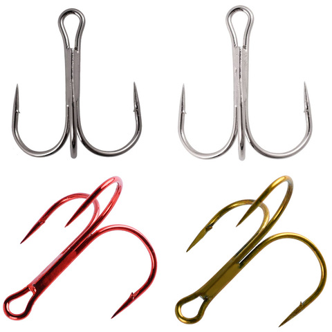 10pcs/ Box Treble Fishing Hooks Carbon Steel Barbed Fishhooks Set Round Folded Saltwater sea Fishing Tackle Accessories For Lure ► Photo 1/6