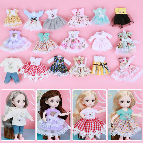 16cm Doll Clothes For 1/12 BJD Doll Dress Up Fashion Dress Skirt Outfit General Dress For Girl Toy Accessories Christmas Gift ► Photo 1/6