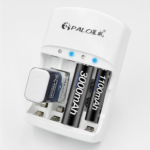 Hot-Selling 4 Slots Battery Charger For 1.2V AA AAA 6F22 9V Li-ion NI-MH NI-CD  Rechargeable Batteries High-quality EU/US Plug ► Photo 1/6
