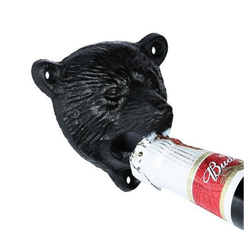 Black Cast Iron Beer Opener Wall Mounted Beer Opener Cute Bear Head Opener ► Photo 1/4