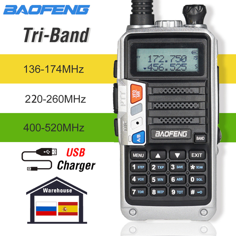 NEW Tri-Band BaoFeng UV-5R Pro Walkie Talkie 8W Powerful Two Way Radio 200-260MHz HF FM Transceiver UV 5R Upgrade CB Ham Radio ► Photo 1/6