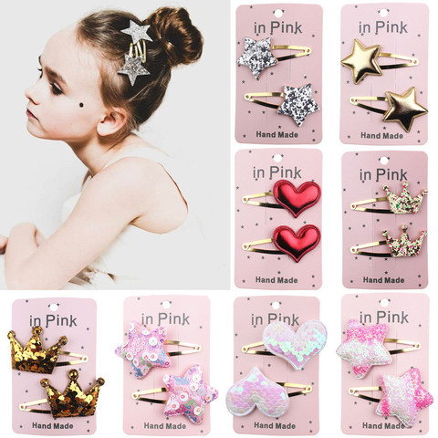 67Color 2PCS/Set Lovely Children's Series Hair Clips Sequins Barrettes Alloy Pins Grips Accessories For Girls HeadWear ► Photo 1/6