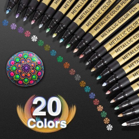 10/20 Colors Metal Paint Marker Pen Permanent Writing Rock Painting Photo Album Scrapbook Glass Mug Wood Canvas Card Art marker ► Photo 1/6