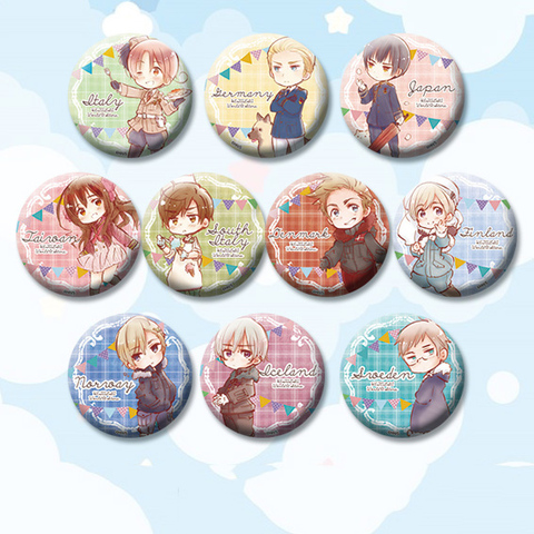 anime Hetalia Axis Power Brooch Pins badge 58 mm Round Icons Cosplay Fans ► Photo 1/3