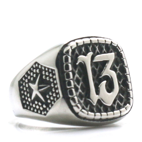 Mens 316L Stainless Steel Cool 13 Star Punk Gothic Ring Newest ► Photo 1/4