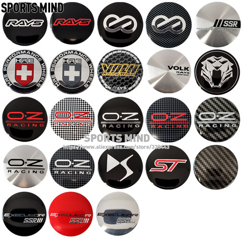 4PCS/LOT 56MM OZ Racing VOLK RAYS ENKEI ST DS SSR  TIGER HEAD FIBER CARBON EXECUTOR Car Wheel Center Hub Cap Sticker ► Photo 1/6