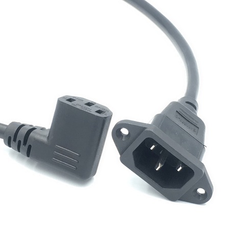 IEC320 C14 to C13 Extension cord,C14 with screw holes and C13 Right Angled Short,60cm lenght,H05VV-F 3G 0.75MM ► Photo 1/6
