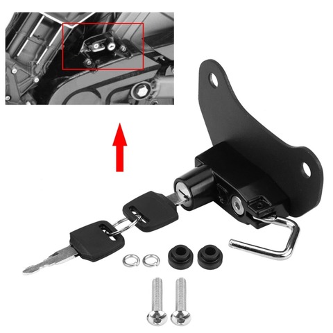 Motorcycle Anti-theft Security Helmet Lock Alloy Black  Mount Hook with 2 Keys Universal for Indian Scout/Sixty 2015 2016-2022 ► Photo 1/6