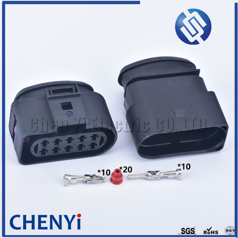 1 set 10 pin 3.5mm Auto Temp Sensor Plug Waterproof Deflation Valve Connector For Audi VW Jetta Mk4 Passat 1J0973835 1J0973735 ► Photo 1/6
